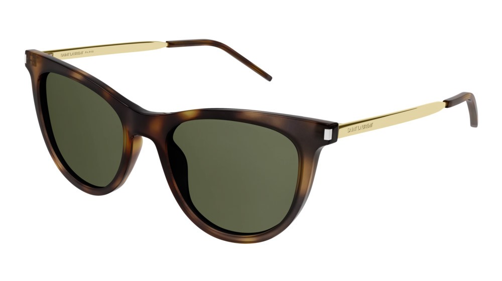 Sunglasses Saint Laurent Classic SL 510-003 color gold shape cat eye lenses green