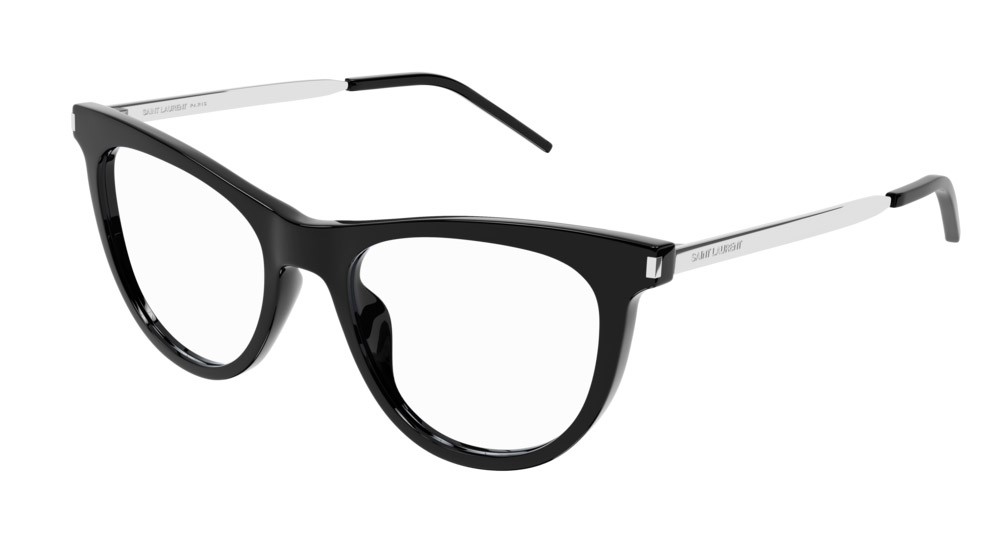 Eyeglasses Saint Laurent Classic SL 514-001 color silver shape cat eye lenses transparent