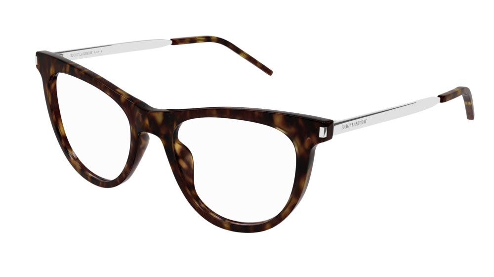 Eyeglasses Saint Laurent Classic SL 514-002 color silver shape cat eye lenses transparent