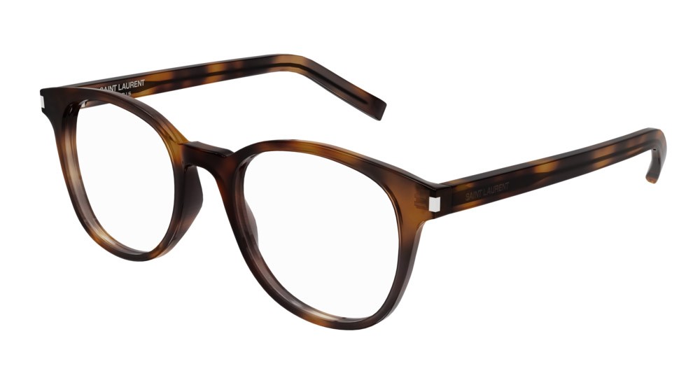 Eyeglasses Saint Laurent Classic SL 523-002 color havana shape round lenses transparent