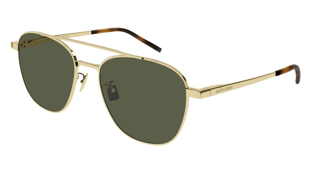 Sunglasses Saint Laurent Classic SL 531-011 color gold shape aviator lenses green