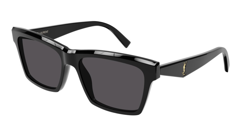 Sunglasses Saint Laurent Monogram SL M104-004 color black shape rectangle lenses grey