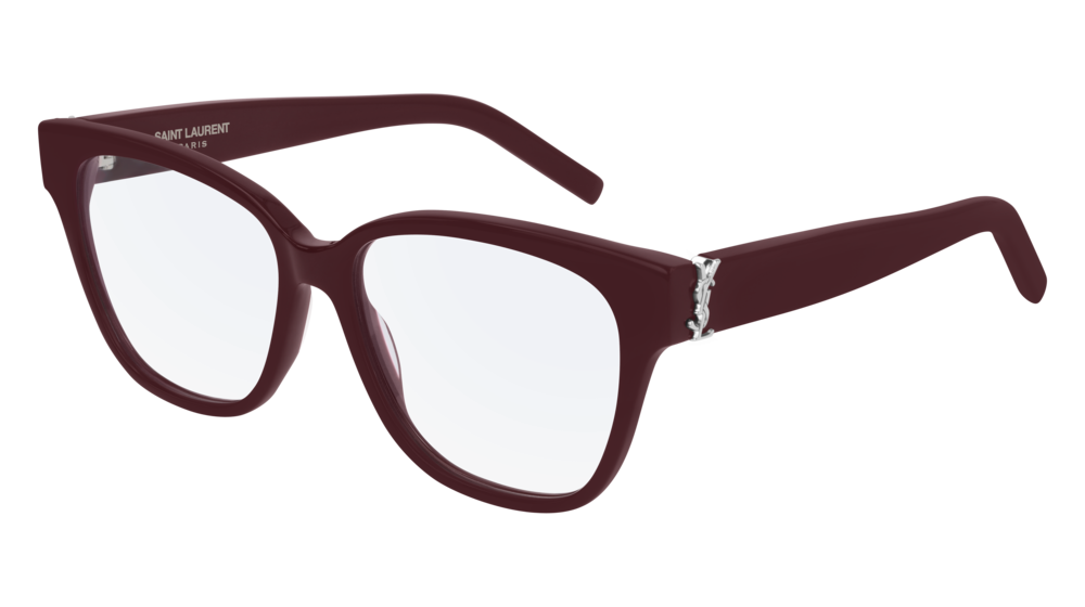Eyeglasses Saint Laurent Monogram SL M33-006 color burgundy shape rectangle lenses transparent