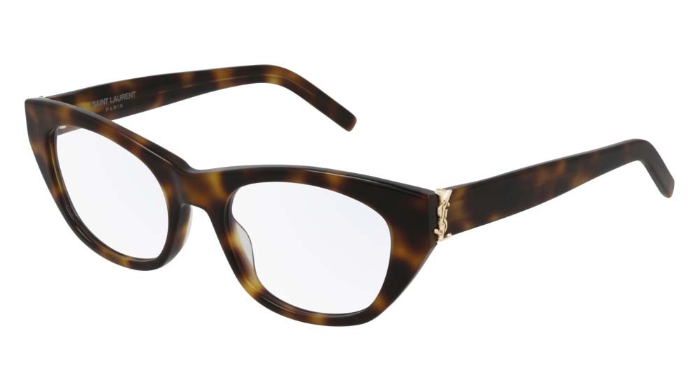 Eyeglasses Saint Laurent Monogram SL M80-002 color havana shape cat eye lenses transparent