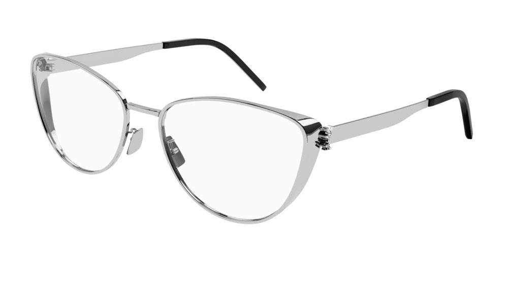 Eyeglasses Saint Laurent Monogram SL M92-001 color silver shape cat eye lenses transparent