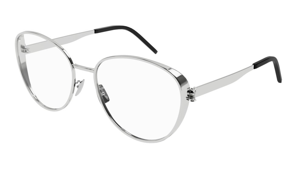 Eyeglasses Saint Laurent Monogram SL M93-001 color silver shape round lenses transparent