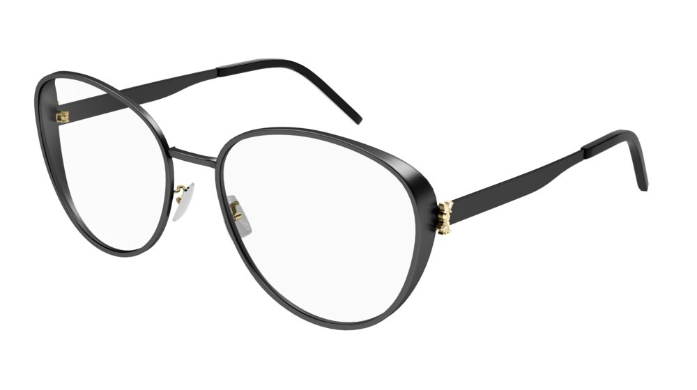 Eyeglasses Saint Laurent Monogram SL M93-003 color black shape round lenses transparent