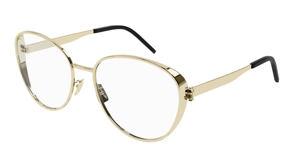 Eyeglasses Saint Laurent Monogram SL M93-004 color gold shape round lenses transparent