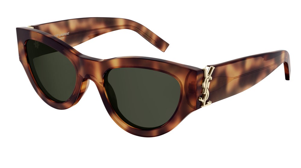 Occhiali da sole Saint Laurent Monogram SL M94-003 colore havana forma cat eye lenti green