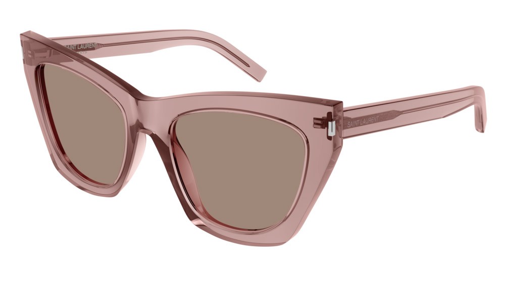 Sunglasses Saint Laurent New Wave SL 214 KATE-022 color pink shape cat eye lenses brown