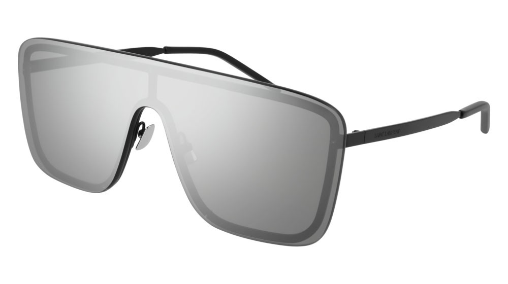 Sunglasses Saint Laurent New Wave SL 364 MASK-003 color black shape mask lenses silver