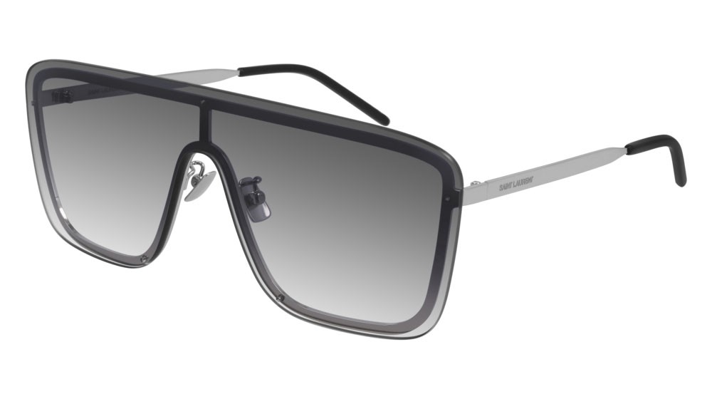 Sunglasses Saint Laurent New Wave SL 364 MASK-005 color silver shape mask lenses grey