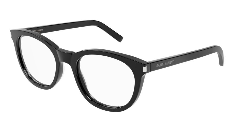 Eyeglasses Saint Laurent New Wave SL 471-001 color black shape round lenses transparent