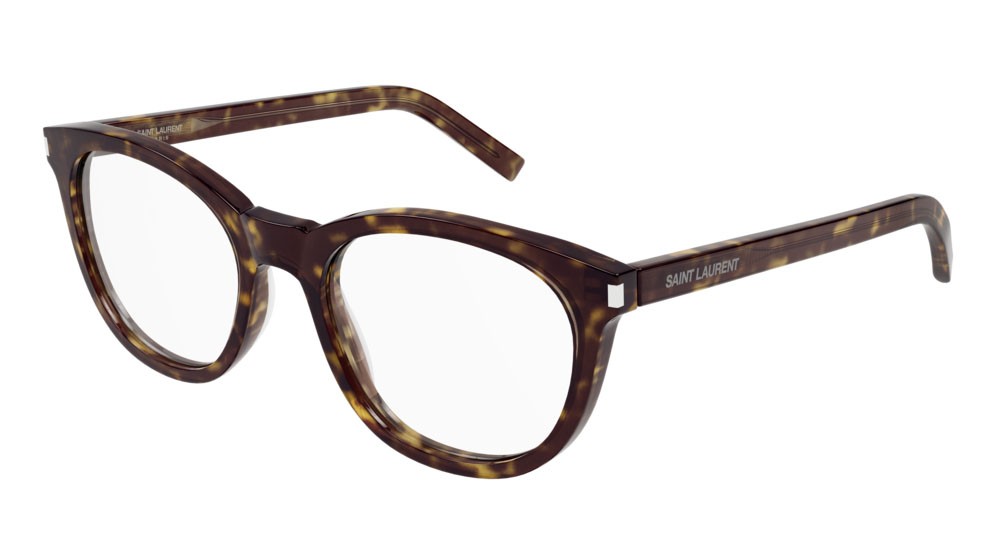 Eyeglasses Saint Laurent New Wave SL 471-002 color havana shape round lenses transparent