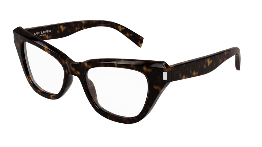 Eyeglasses Saint Laurent New Wave SL 472-002 color havana shape cat eye lenses transparent