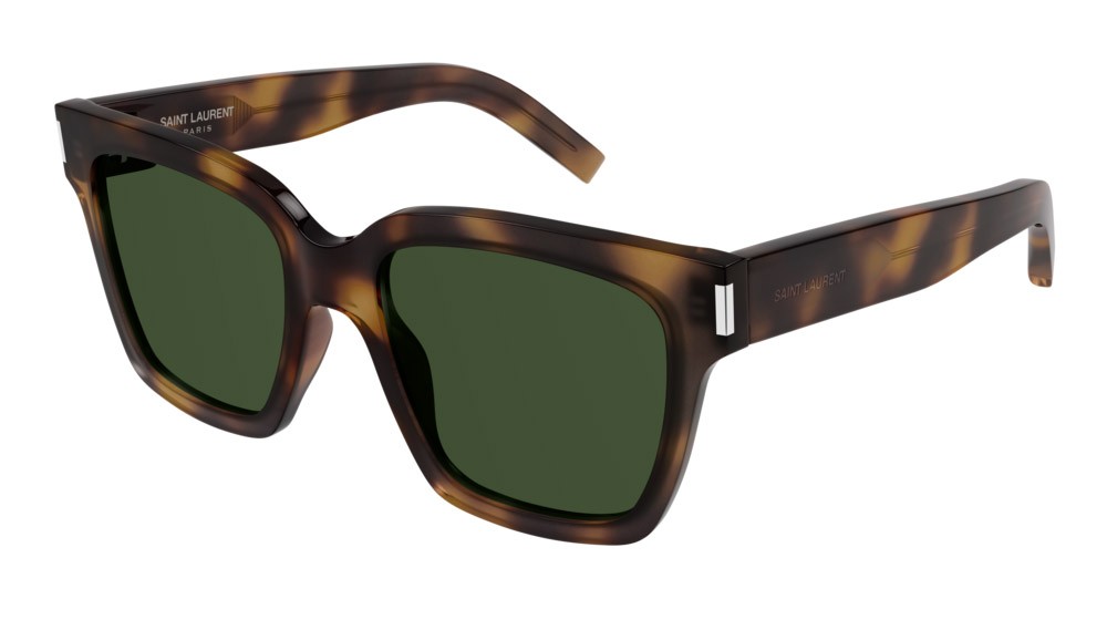 Sunglasses Saint Laurent New Wave SL 507-003 color havana shape rectangle lenses green