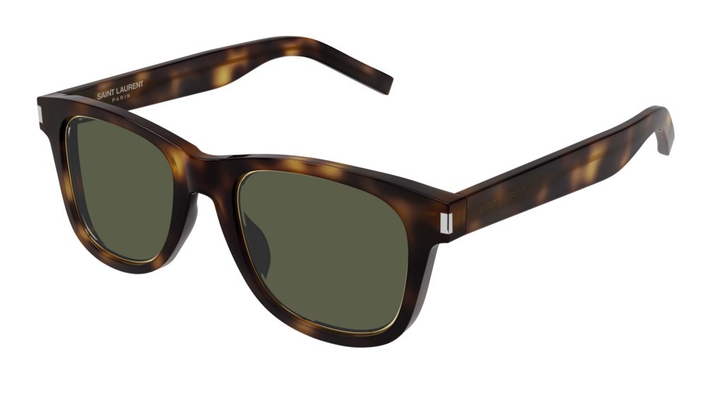 Sunglasses Saint Laurent New Wave SL 51 RIM-003 color havana shape rectangle lenses green