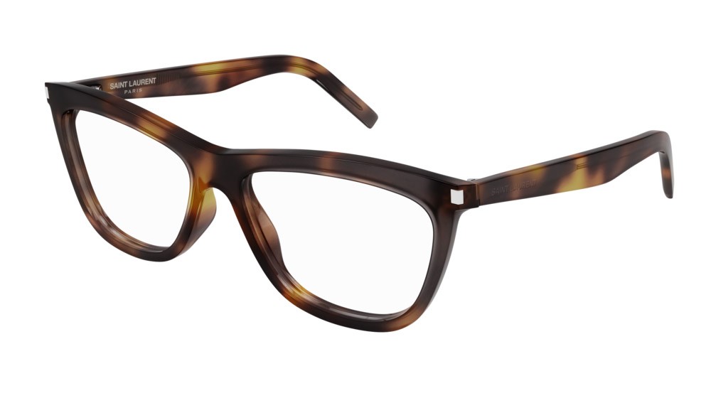 Eyeglasses Saint Laurent New Wave SL 517-002 color havana shape cat eye lenses transparent