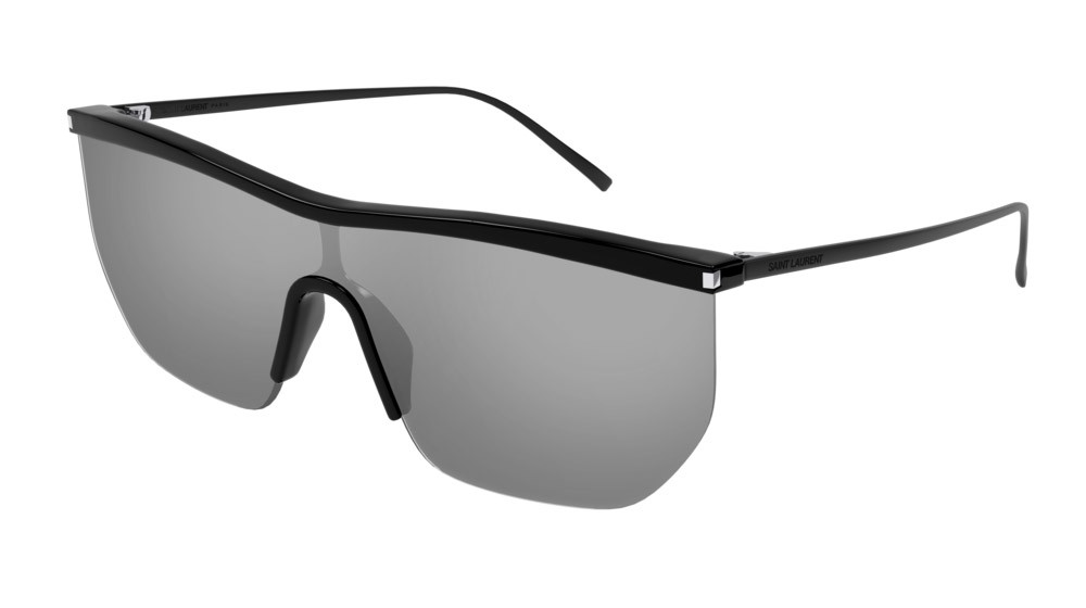 Sunglasses Saint Laurent New Wave SL 519 MASK-002 color black shape mask lenses silver