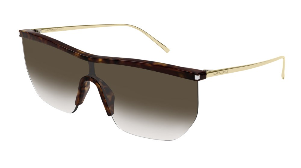 Sunglasses Saint Laurent New Wave SL 519 MASK-003 color gold shape mask lenses brown