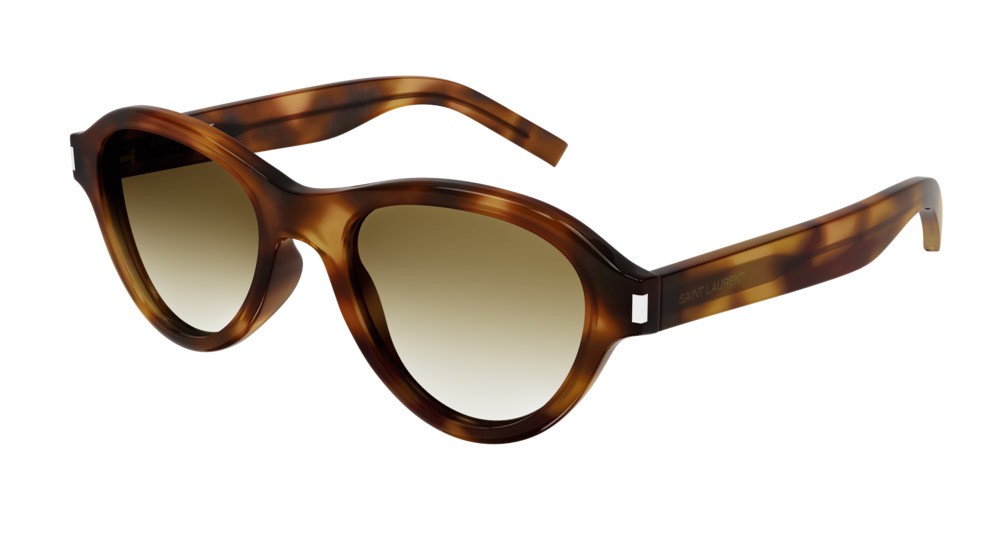 Sunglasses Saint Laurent New Wave SL 520 SUNSET-005 color havana shape round lenses brown
