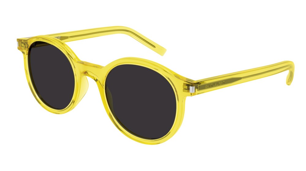 Sunglasses Saint Laurent New Wave SL 521-009 color yellow shape round lenses black