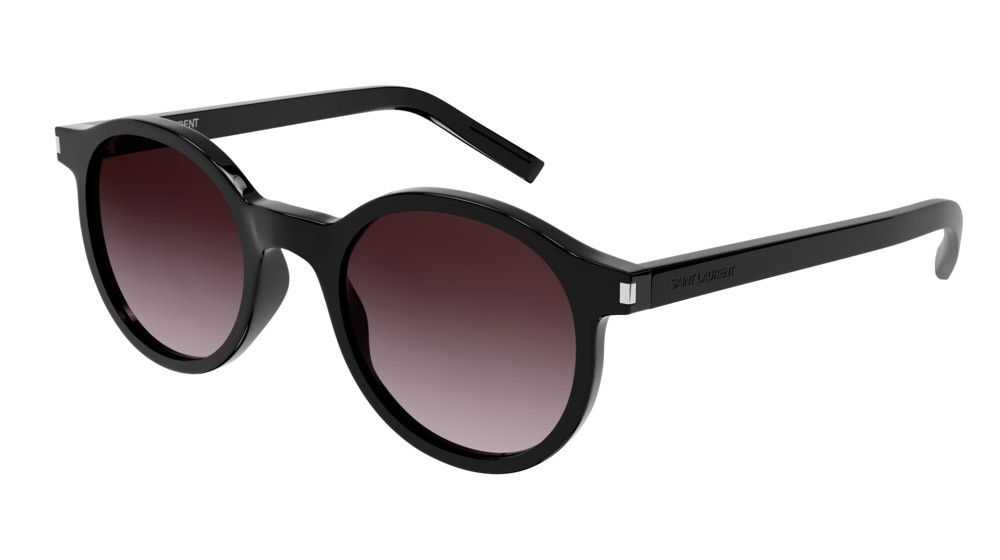 Sunglasses Saint Laurent New Wave SL 521-010 color black shape round lenses violet