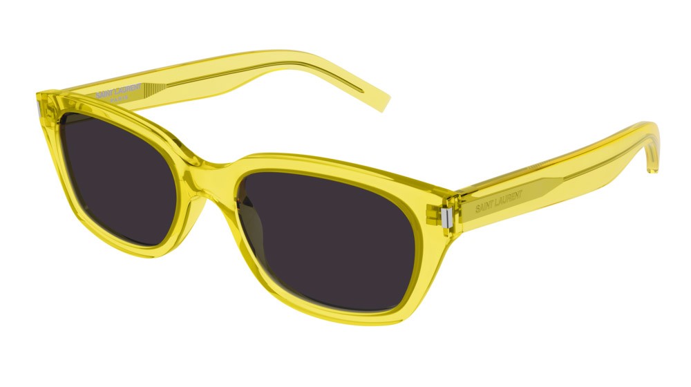 Sunglasses Saint Laurent New Wave SL 522-008 color yellow shape rectangle lenses black