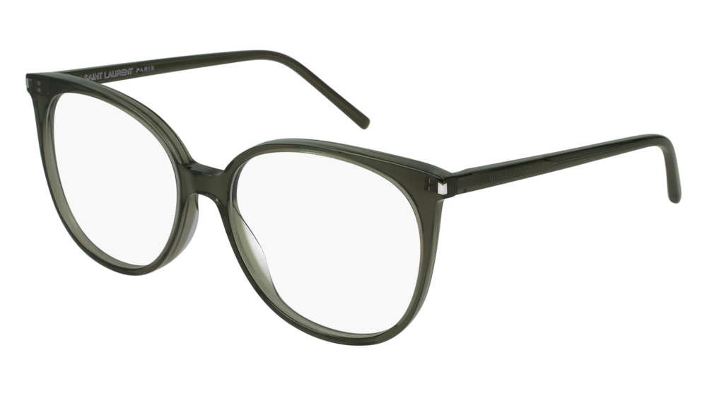 Eyeglasses Saint Laurent Classic Sl 39-005 color green shape round lenses transparent
