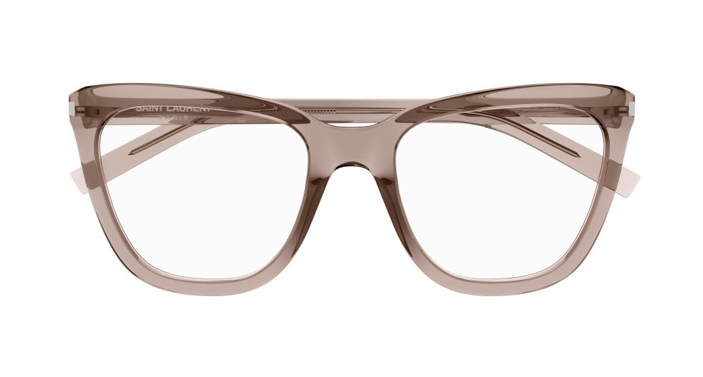 Eyeglasses Saint Laurent SL 548 SLIM OPT-003 color marrone shape cat eye lenses trasparente