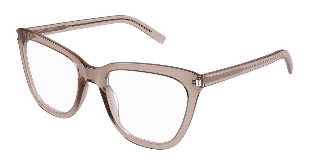 Eyeglasses Saint Laurent SL 548 SLIM OPT-003 color marrone shape cat eye lenses trasparente