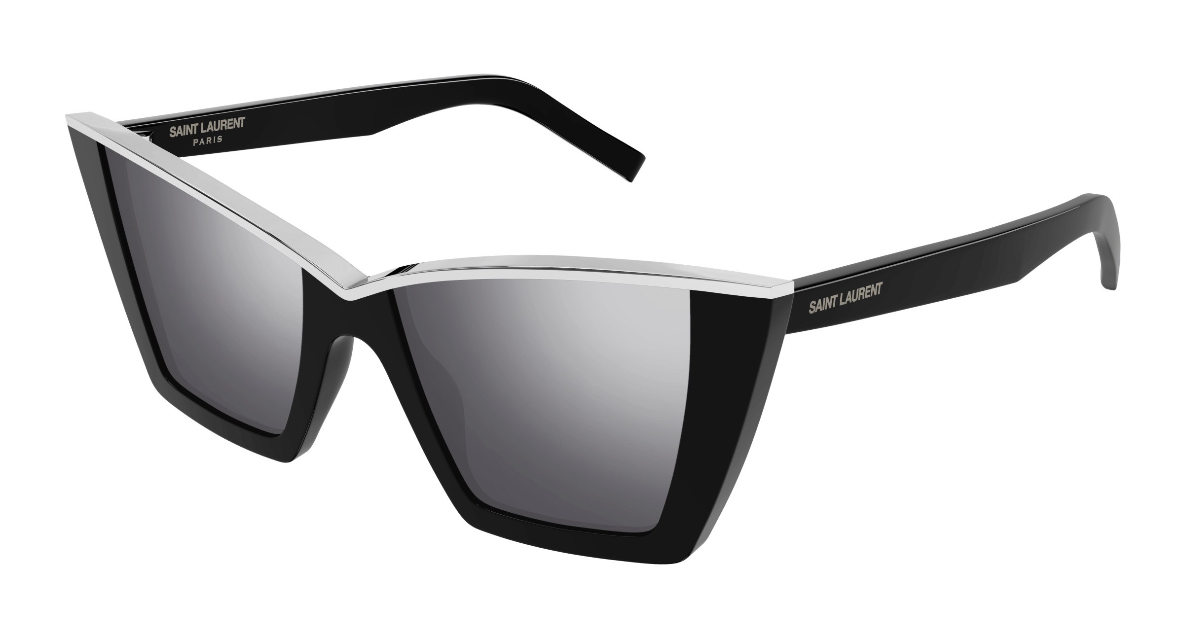 Sonnenbrillen Saint Laurent SL 570-002 farbe nero form cat-eye gläser argento