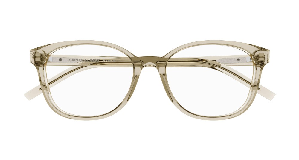 Brillen Saint Laurent SL M113-004 farbe beige form cat-eye gläser trasparente