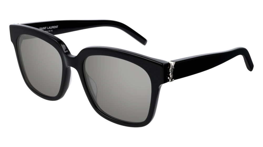 Sunglasses Saint Laurent Monogram Sl M40-002 color black shape rectangle lenses silver