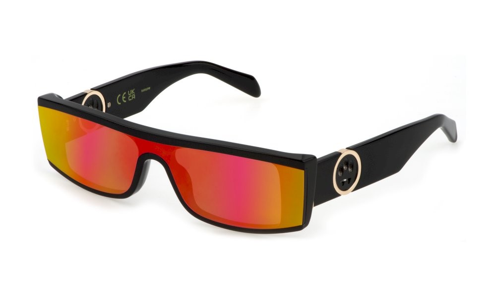 Sunglasses Barrow Stepper SBA001 (700X) color shiny black shape mask lenses smoke/multilayer pink