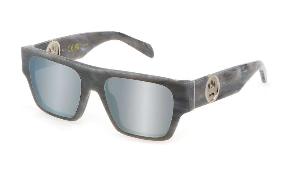 Sunglasses Barrow Smoker SBA002 (890X) color marbled grey shape rectangle lenses smoke/mirror silver