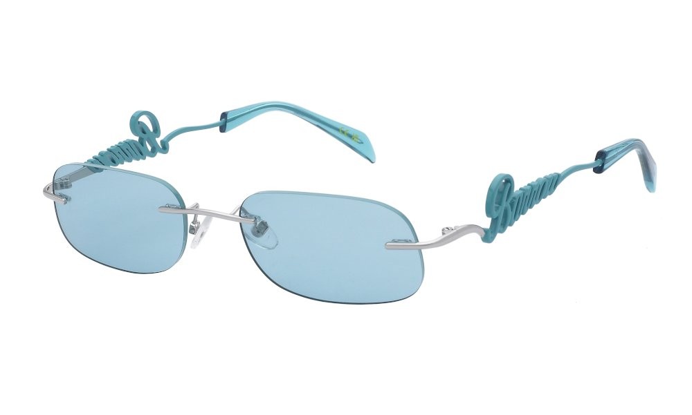 Sunglasses Barrow Round glasant SBA013 (S27Y) color palladio lucido totale c/parti turchese lenses turquoise