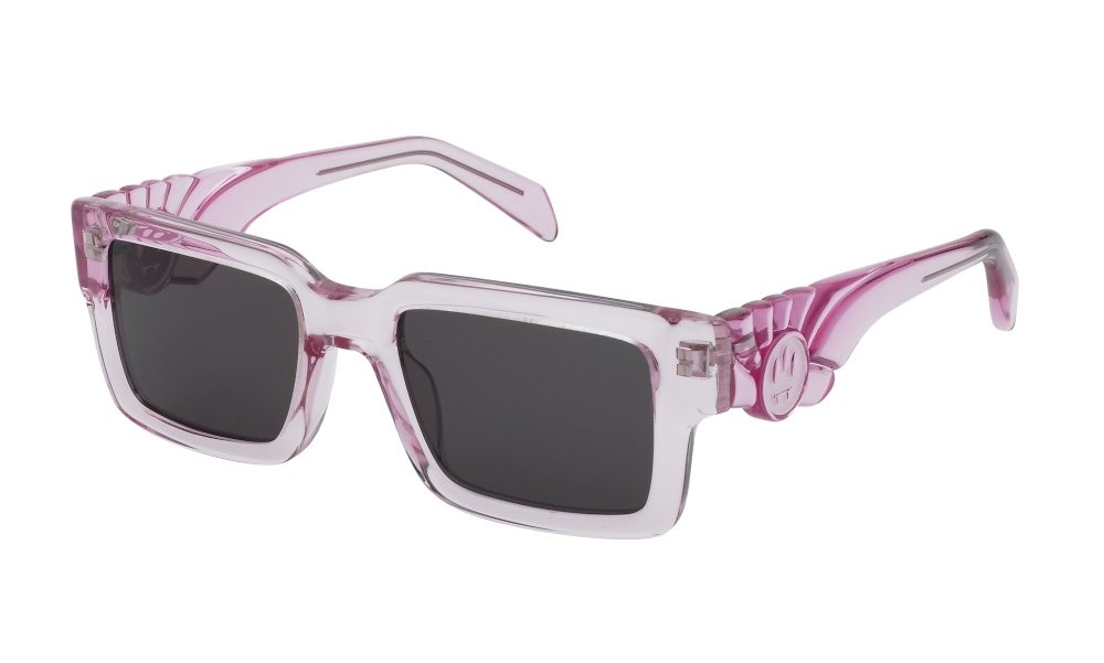 Sunglasses Barrow Puffy squared SBA022 (0776) color rosa trasparente lucido lenses smoke