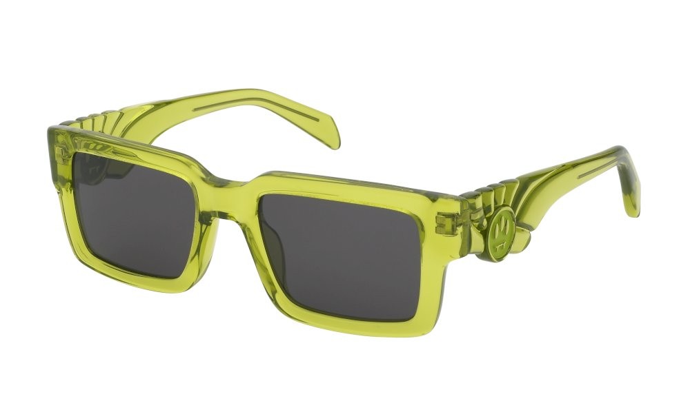 Sunglasses Barrow Puffy squared SBA022 (07QT) color verde lime trasparente lucido lenses smoke
