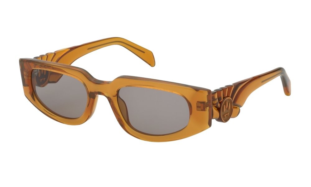 Sunglasses Barrow Puffy rounded SBA023 (06A9) color ocra trasparente lucido lenses violet