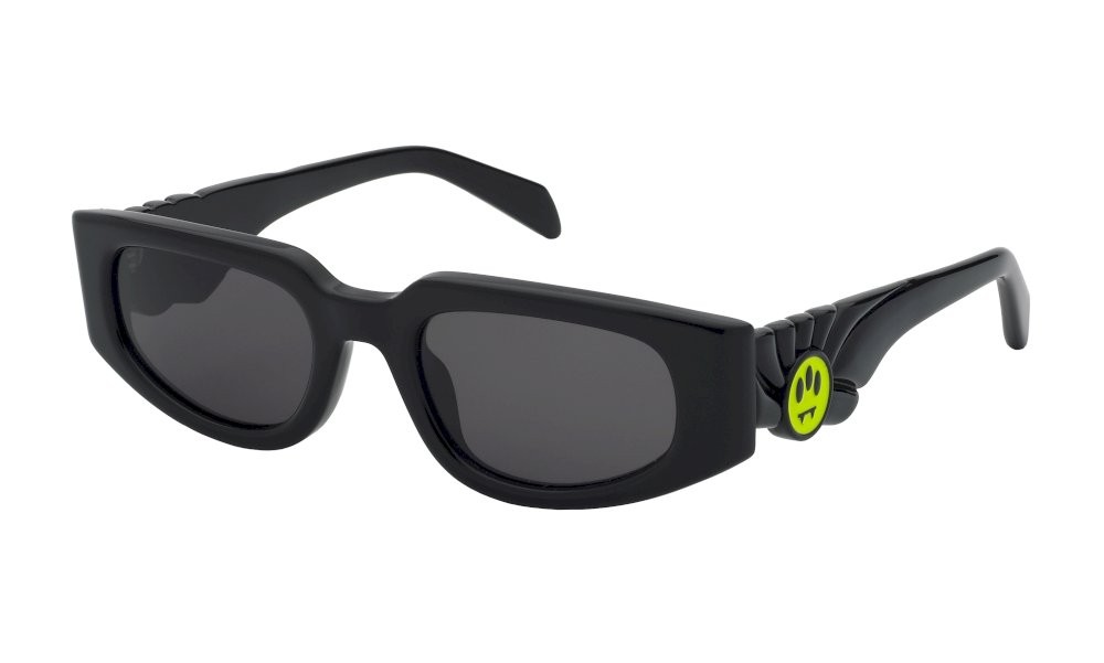 Sunglasses Barrow Puffy rounded SBA023 (0700) color nero lucido lenses smoke