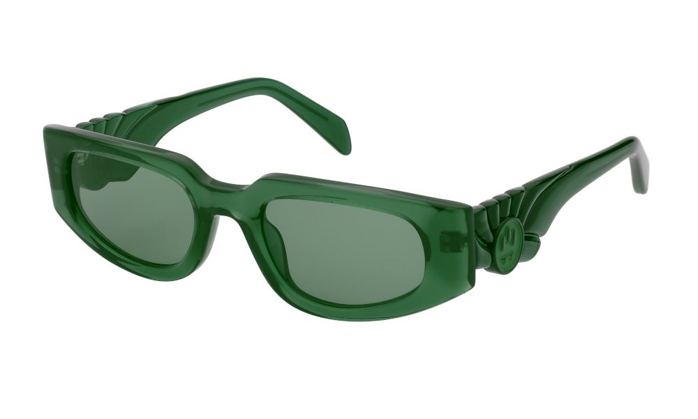 Sunglasses Barrow Puffy rounded SBA023 (0998) color verde trasparente lucido lenses green