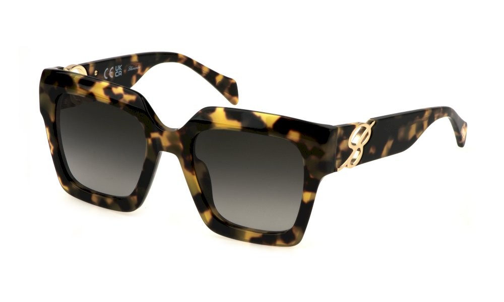 Occhiali da sole Blumarine SBM839 (0777) colore avana marrone miele lenti smoke gradient