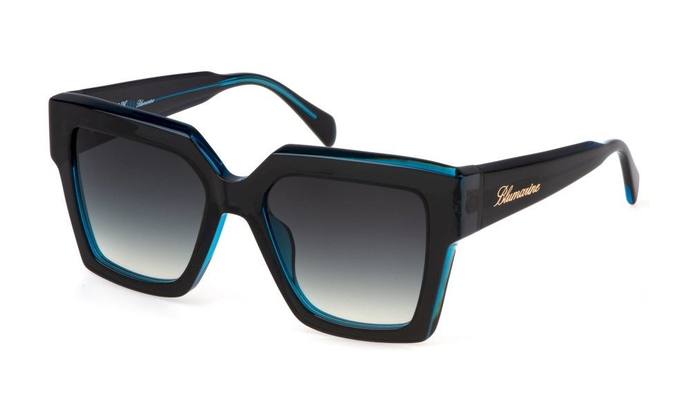 Occhiali da sole Blumarine SBM859 (099E) colore top grigio+blu trasparente lenti green