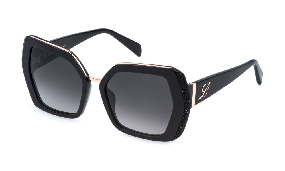 Occhiali da sole Blumarine SBM870S (700S) colore nero lucido + strass lenti smoke grad.