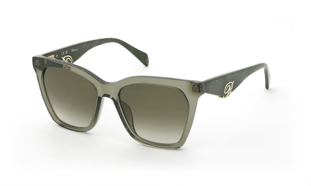 Occhiali da sole Blumarine SBM901V (0G61) colore verde trasparente lucido lenti brown gradient beige