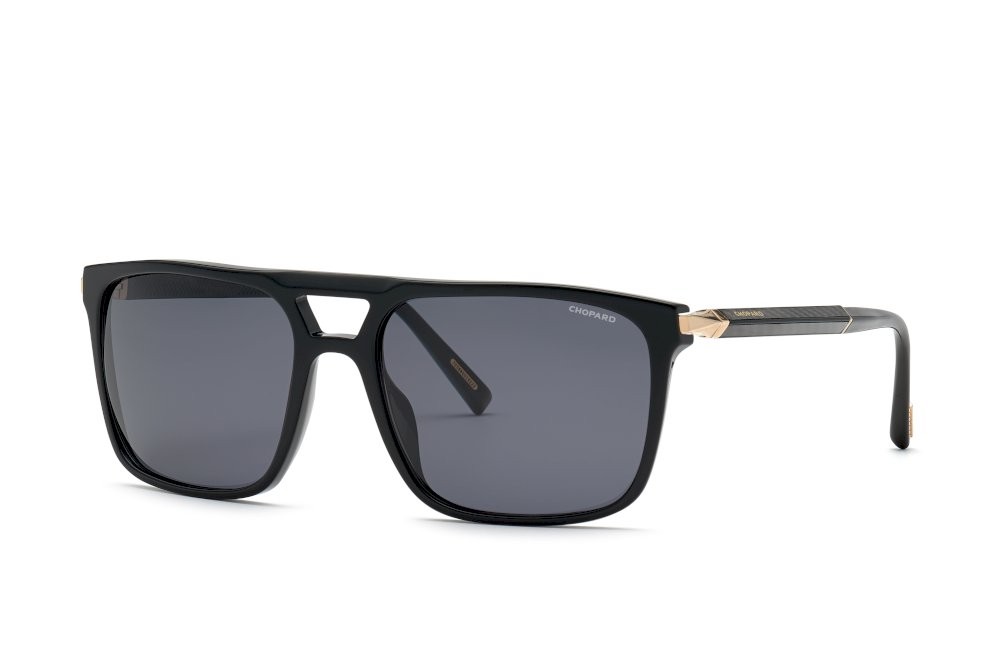 Occhiali da sole Chopard SCH311 (700P) colore nero lucido c/carbonio+gomma lenti antiriflesso - smoke 