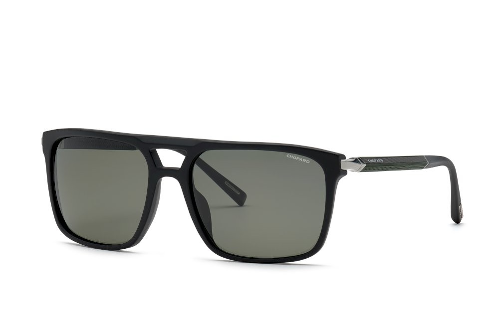 Occhiali da sole Chopard SCH311 (703P) colore nero sabbiato-opaco c/carbonio+gomma lenti antiriflesso green