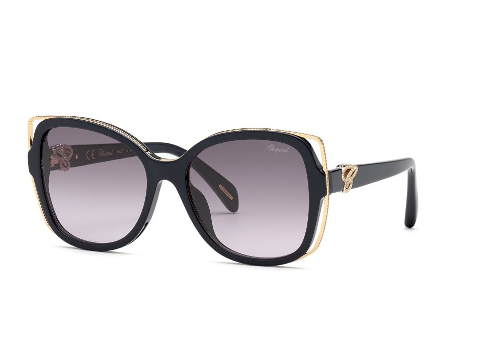 Sonnenbrillen Chopard SCH316S (09AG) farbe blu scuro lucido c/strass gläser antiriflesso - smoke gradient blue