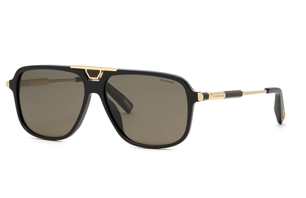 Sunglasses Chopard SCH340 (700P) color nero lucido lenses brown